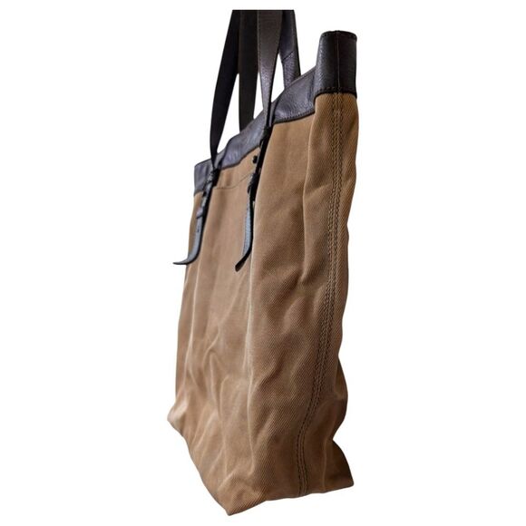 Fossil Authentic Classic Waxed Canvas and Leather Medium Tote Bag - Brown & Tan - Picture 4 of 12